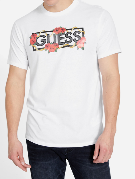 Акція на Футболка чоловіча Guess 504754096 XXL Біла від Rozetka