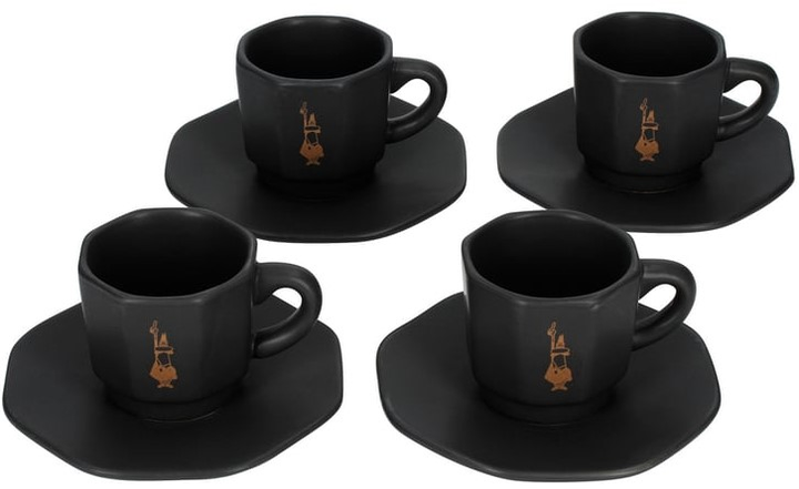 Набір Bialetti 4 чорних чашки з блюдцями (8006363035422) - зображення 1