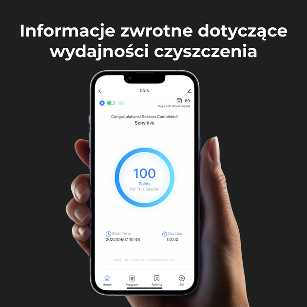 Szczoteczka soniczna AENO DB2S, 46000 obrotów/minuta,Czarna, 3 końcówki - obraz 9
