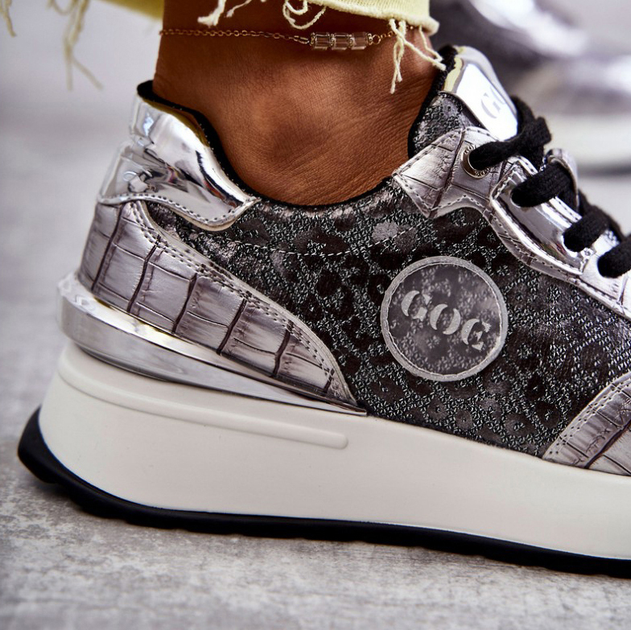 Buty sportowe damskie na platformie do kostki GOE KK2N4083 38 Srebrne (5903163977033) - obraz 7