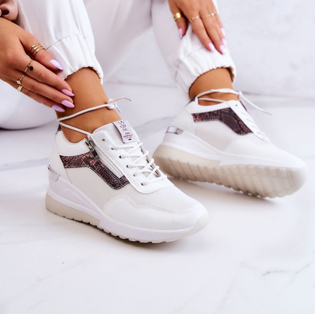 Sneakersy damskie na koturnie Cross Jeans JJ2R4028C 38 Białe (8697319245073) - obraz 6