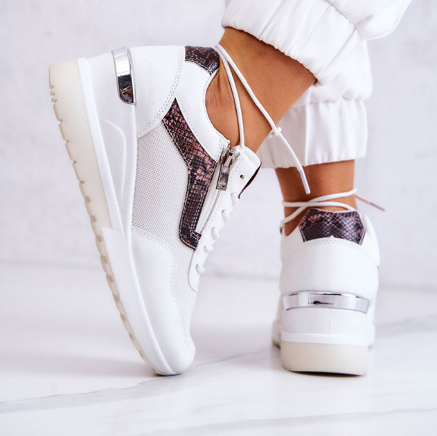 Sneakersy damskie na koturnie Cross Jeans JJ2R4028C 39 Białe (8697319245080) - obraz 5