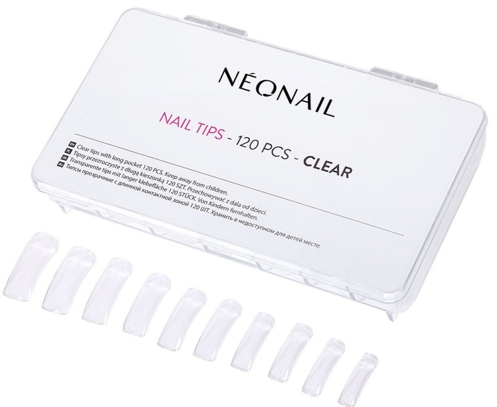 Tipsy NeoNail Nail Tips przezroczyste z długą kieszonką 120 szt (5903274085443) - obraz 1