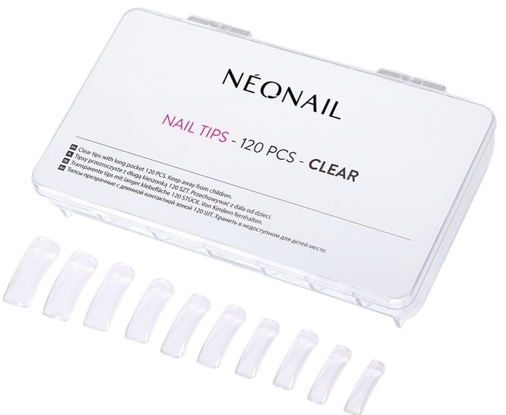 Tipsy NeoNail Nail Tips przezroczyste z długą kieszonką 120 szt (5903274085443) - obraz 1