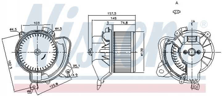 Вентилятор пічки NISSENS 87243 Fiat Punto, Grande Punto; Opel CORSA 1845114, 1845144, 1845152 - зображення 1