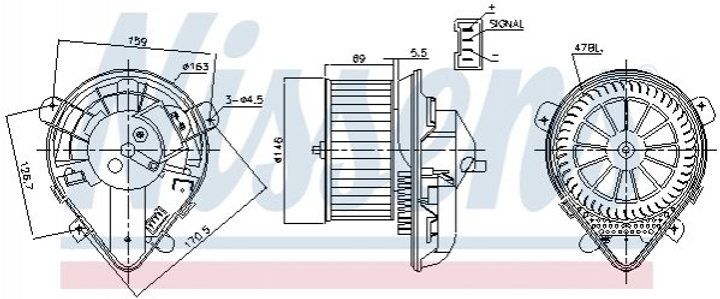 Вентилятор печки NISSENS 87179 Peugeot Expert, 806; Fiat Scudo; Citroen Jumpy 6441E2, 9566944380 - изображение 1