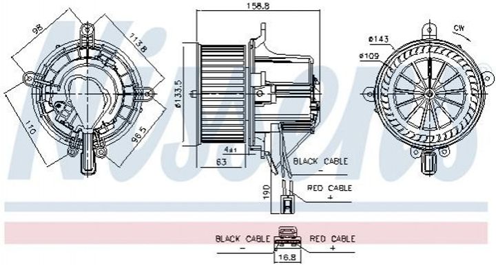 Вентилятор печки NISSENS 87760 Porsche Panamera 97057391200, 97057392200, 97057392201 - изображение 1