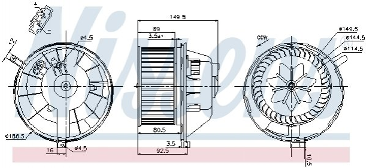 Вентилятор печки NISSENS 87144 Volkswagen Golf, Tiguan, Caddy, Passat, EOS, Touran, Jetta, Scirocco, Sharan; Skoda Octavia, Superb; Audi Q3, A3; Seat Toledo, Leon 1K2819015, 1K2819015C - изображение 1