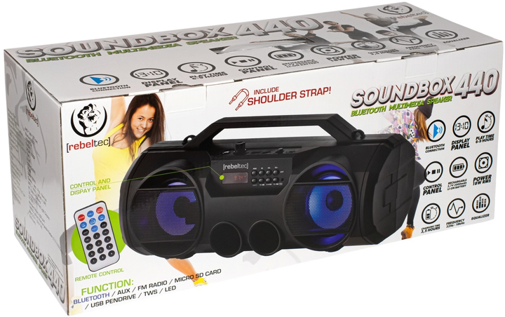 Głośnik przenośny Rebeltec SoundBox 440 Black (RBLFLO00045) - obraz 5