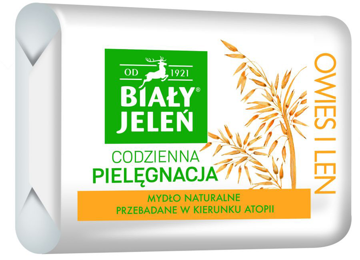 Мило Biały Jeleń Гіпоалергенне натуральне з вівсом і льоном 100 г (5900133009398) - зображення 1