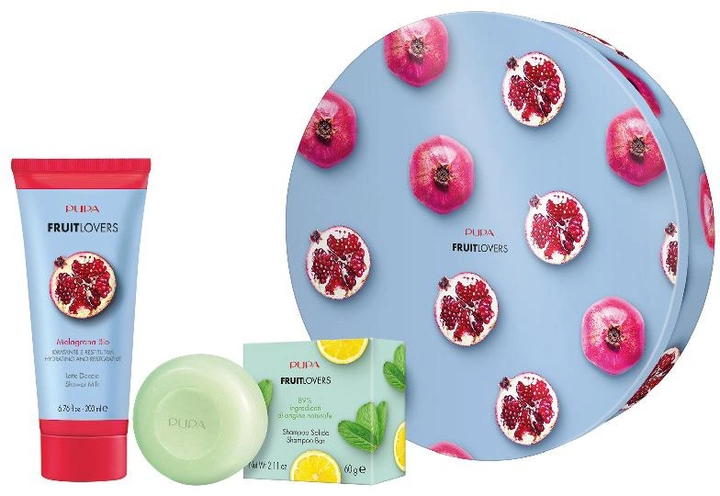 Набір косметики для догляду Pupa Milano Fruit Lovers Pomegranate гель для душу 200 мл + твердий шампунь 60 г (8011607366095) - зображення 1