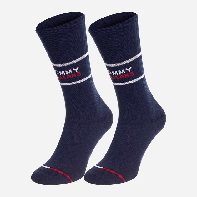 Набір чоловічих шкарпеток високих бавовняних Tommy Hilfiger 701218704002 39-42 2 пари Темно-синій (8720245292634) - зображення 2