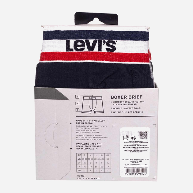 Zestaw majtek męskich typu bokserki Levi's 100002870-004 M 3 szt Czarny/Szary (8720245095594) - obraz 7