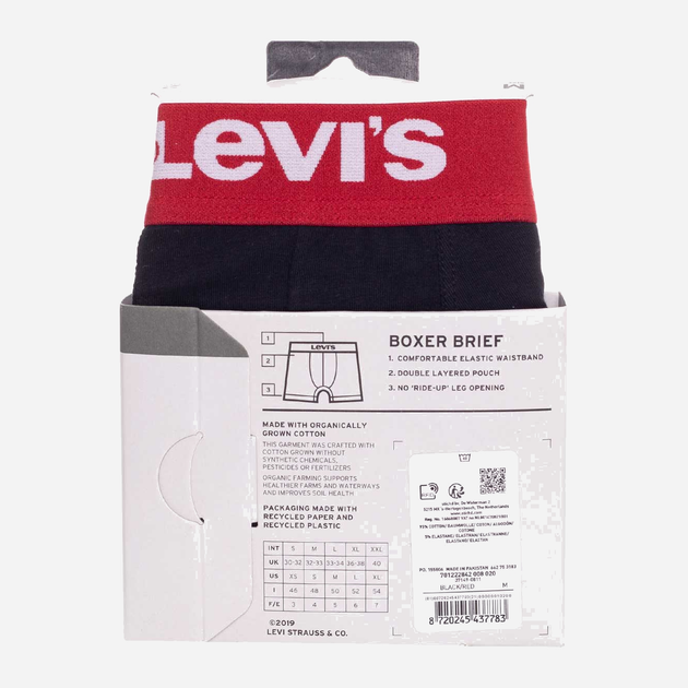 Zestaw majtek męskich typu bokserki Levi's 701222842-008 M 2 szt Czarny z czerwonym (8720245437783) - obraz 5