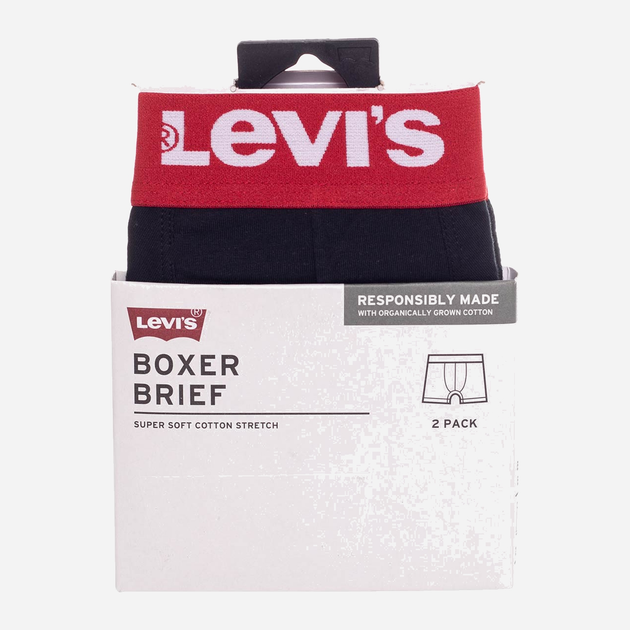 Набір трусів-боксерів чоловічих Levi's 701222842-008 XL 2 шт Чорний з червоним (8720245437806) - зображення 4