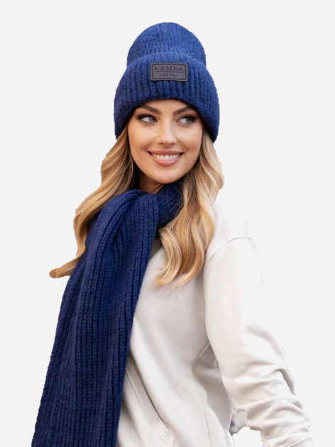 Комплект жіночий (шапка+шарф) Kamea K.23.219.12 One Size Темно-синій (5903246760354) - зображення 1
