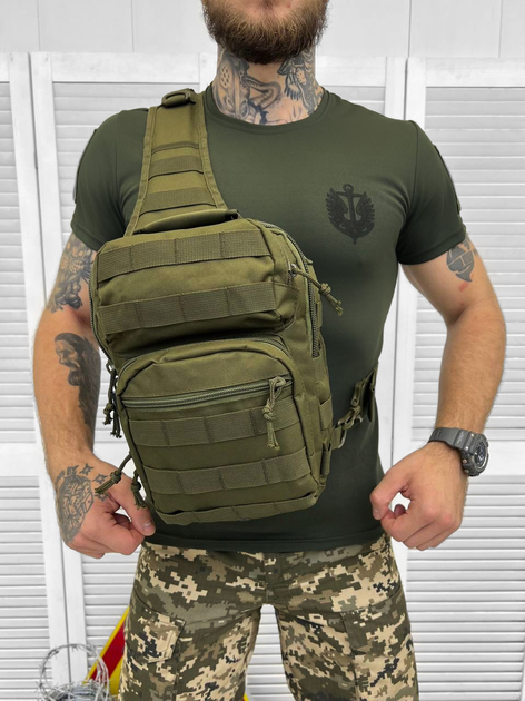 Тактичний рюкзак сумка через плече Tactical bag Olive - зображення 1