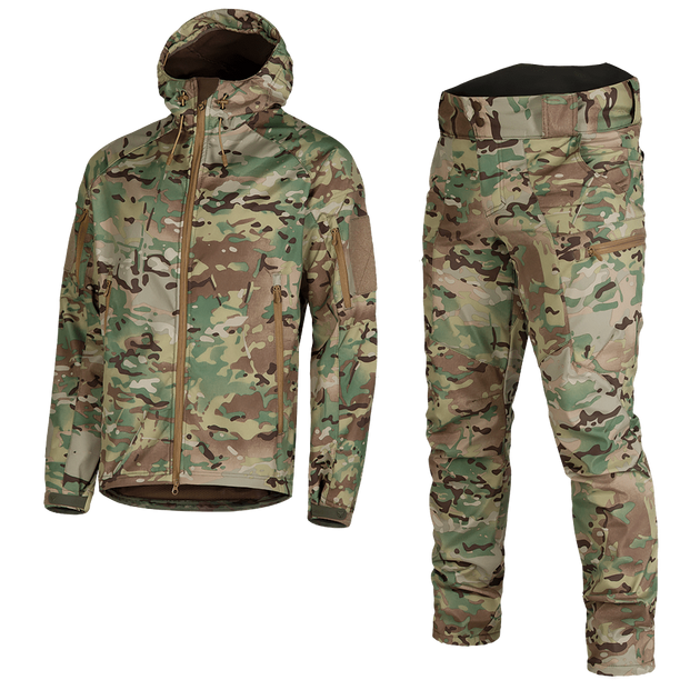 Костюм влаго-ветрозащитный SoftShell куртка и штаны Мультикам XL (Kali) KL051 - изображение 1