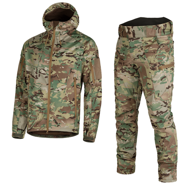 Костюм влаго-ветрозащитный SoftShell куртка и штаны Мультикам S (Kali) KL050 - изображение 1