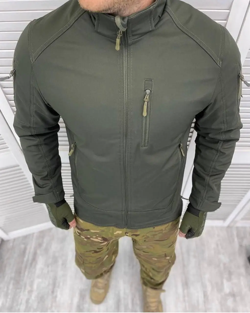 Армейская куртка Combat ткань soft-shell на флисе Оливковый L (Kali) KL007 - изображение 1