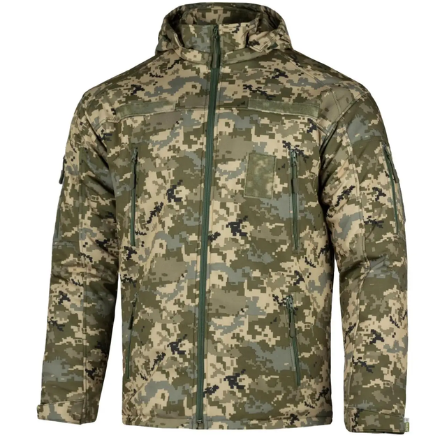 Мужская зимняя теплосохраняющая куртка SoftShell Max-Heat ММ-14 с капюшоном Пиксель ВСУ M (Kali) KL059 - изображение 1