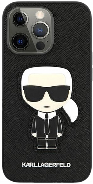Etui CG Mobile Karl Lagerfeld Saffiano Iconic Karl Patch do Apple iPhone 13/13 Pro Czarny (3666339028190) - obraz 2