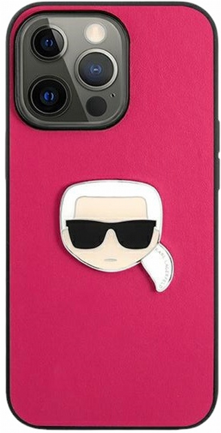 Панель CG Mobile Karl Lagerfeld Leather Ikonik Karl Head Metal для Apple iPhone 13/13 Pro Pink (3666339028596) - зображення 2