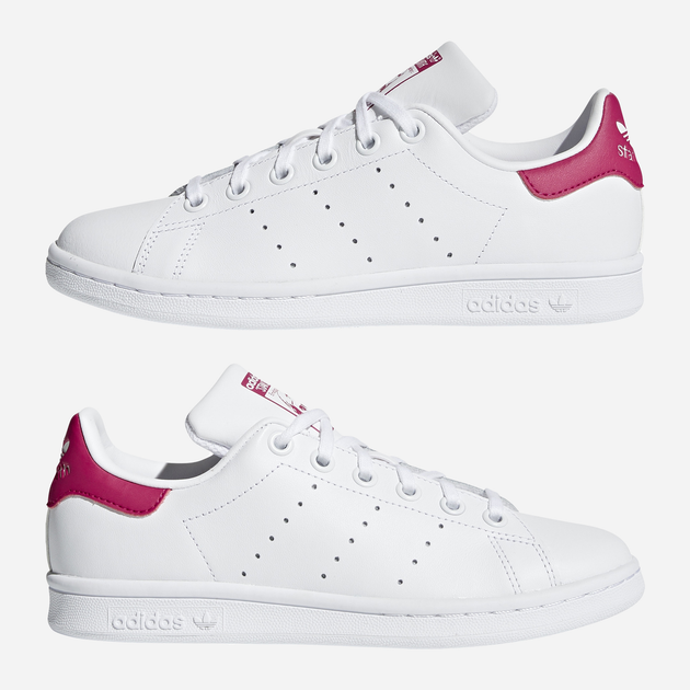 Sneakersy dziecięce dla dziewczynki adidas Originals Stan Smith J B32703 38.5 (5.5UK) Białe z bordowym (4054714105175) - obraz 6