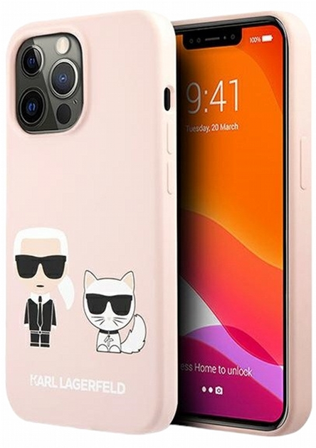 Панель CG Mobile Karl Lagerfeld Silicone Karl&Choupette для Apple iPhone 13/13 Pro Light Pink (3666339027193) - зображення 1