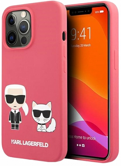 Панель CG Mobile Karl Lagerfeld Silicone Karl&Choupette для Apple iPhone 13/13 Pro Pink (3666339027155) - зображення 1