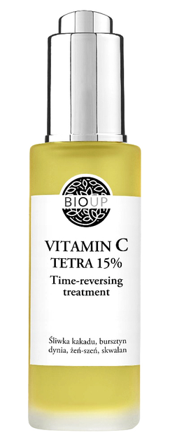 Serum Bioup Vitamin C Tetra 15% Time-Reversing Treatment luksusowe z bursztynem i żeń-szeniem 30 ml (5907642731413) - obraz 1