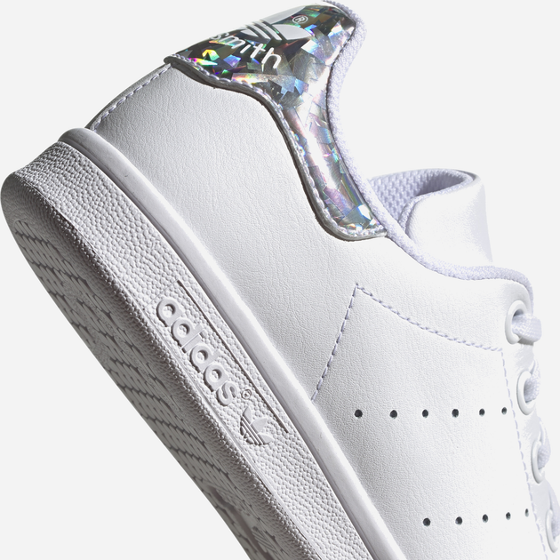 Sneakersy dziecięce dla dziewczynki adidas Originals Stan Smith J EE8483 38.5 (5UK) Białe ze srebrzystym kameleonem (4061616824011) - obraz 10