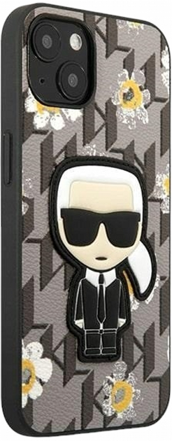 Etui CG Mobile Karl Lagerfeld Flower Iconic Karl do Apple iPhone 13 mini Szary (3666339049447) - obraz 2