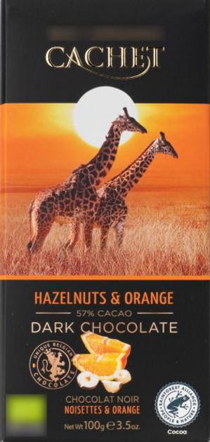 Шоколад черный с фундуком и апельсином 57% 100г CACHET Organic – купить ...