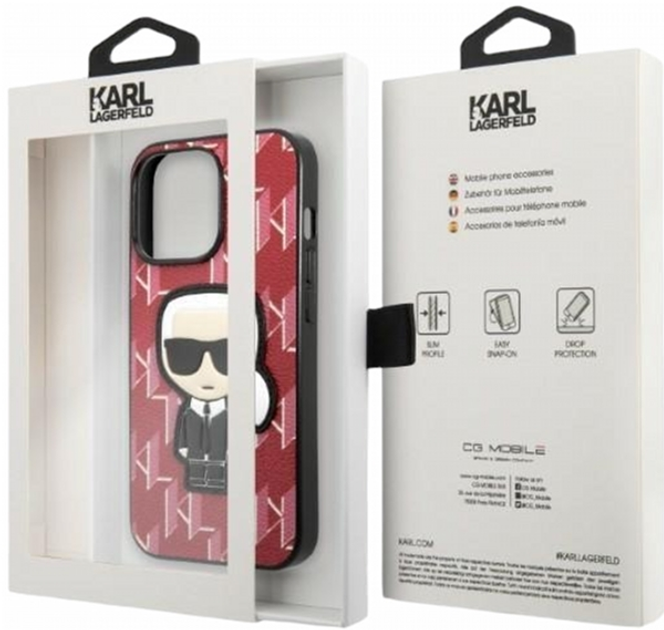 Панель CG Mobile Karl Lagerfeld Monogram Ikonik Patch для Apple iPhone 13 Pro Max Red (3666339049430) - зображення 3