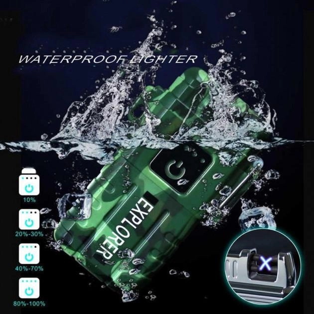 Электроимпульсная USB зажигалка Explorer JL-317/6863 аккумуляторная водонепроницаемая З/У USB Камуфляжная - изображение 5