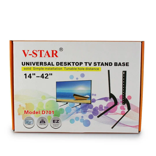 Кріплення для телевізора настільне кронштейн V-STAR D701 ART-8010 для плазми 14" - 42" до 25 кг - Фото 8 Кріплення для телевізора настільне кронштейн V-STAR D701 ART-8010 для плазми 14" - 42" до 25 кг - зображення 8