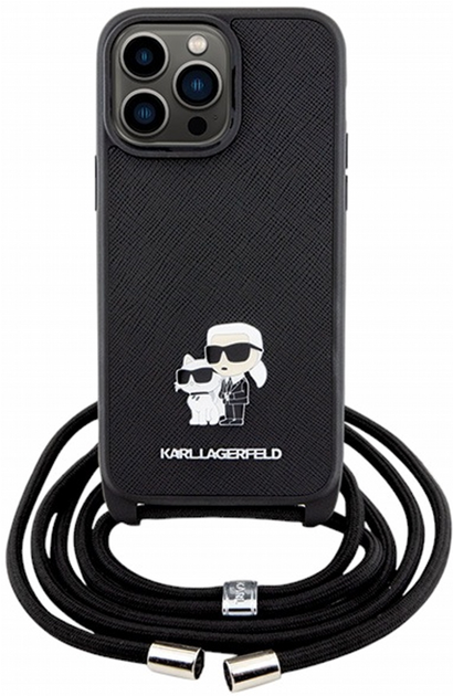 Панель CG Mobile Karl Lagerfeld Crossbody Saffiano Metal Pin Karl&Choupette для Apple iPhone 13 Pro Max Black (3666339165703) - зображення 1