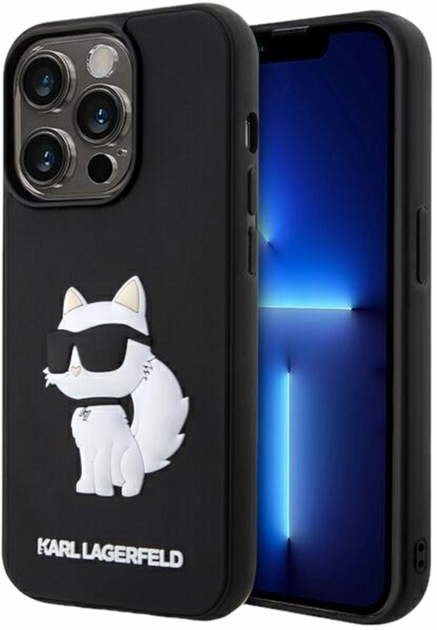 Панель CG Mobile Karl Lagerfeld Rubber Choupette 3D для Apple iPhone 14 Pro Black (3666339122683) - зображення 1