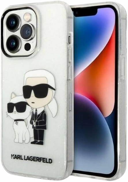 Панель CG Mobile Karl Lagerfeld Glitter Karl&Choupette для Apple iPhone 14 Pro Transparent (3666339087265) - зображення 1