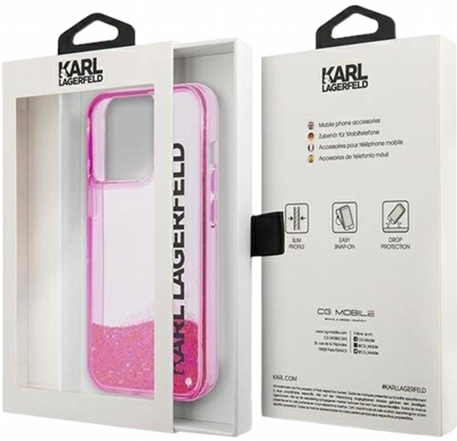 Панель CG Mobile Karl Lagerfeld Liquid Glitter Elong для Apple iPhone 14 Pro Pink (3666339091606) - зображення 2