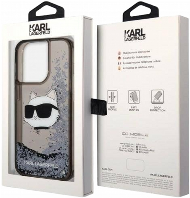 Панель CG Mobile Karl Lagerfeld Glitter Choupette Head для Apple iPhone 14 Pro Black (3666339087029) - зображення 2