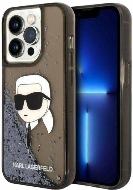 Etui CG Mobile Karl Lagerfeld Glitter Karl Head do Apple iPhone 14 Pro Czarny (3666339086824) - obraz 1