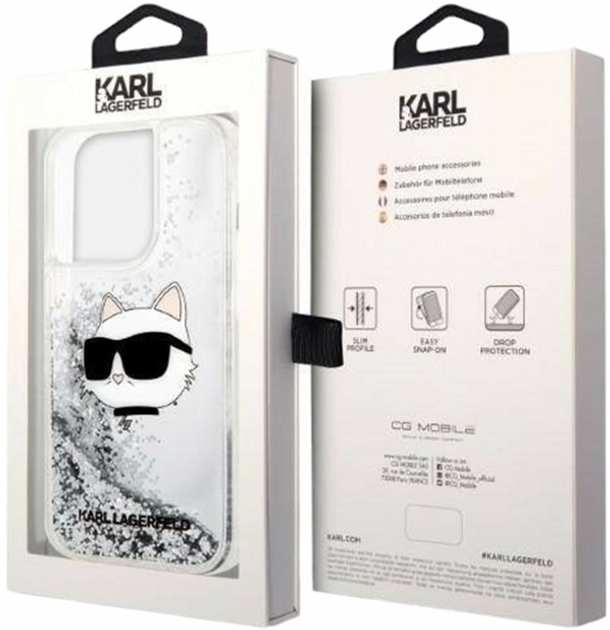 Панель CG Mobile Karl Lagerfeld Glitter Choupette Head для Apple iPhone 14 Pro Silver (3666339086947) - зображення 2