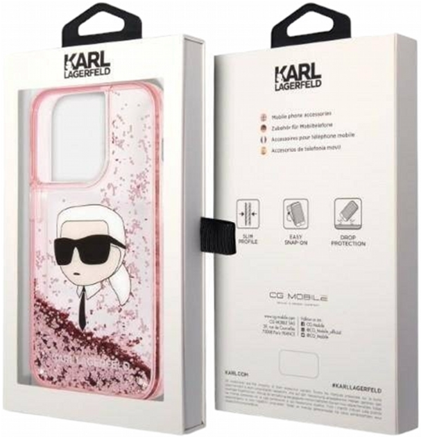 Панель CG Mobile Karl Lagerfeld Glitter Karl Head для Apple iPhone 14 Pro Pink (3666339086909) - зображення 2