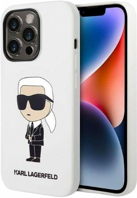 Etui CG Mobile Karl Lagerfeld Silicone Iconic do Apple iPhone 14 Pro Bialy (3666339086626) - obraz 1
