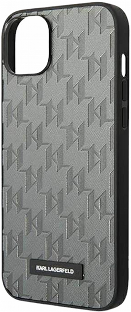 Панель CG Mobile Karl Lagerfeld Saffiano Mono Metal Logo для Apple iPhone 14 Plus Grey (3666339085094) - зображення 3
