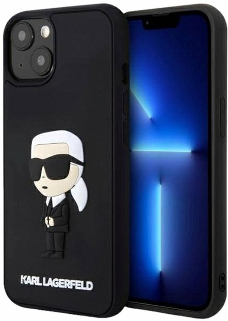 Etui CG Mobile Karl Lagerfeld Rubber Iconic 3D do Apple iPhone 14 Czarny (3666339122621) - obraz 1