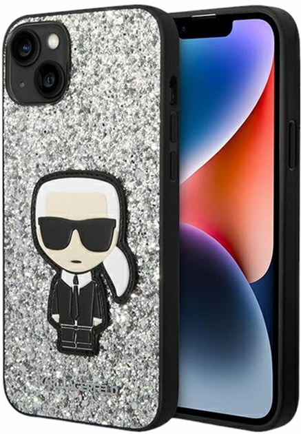 Панель CG Mobile Karl Lagerfeld Glitter Flakes Ikonik для Apple iPhone 14 Silver (3666339077396) - зображення 1