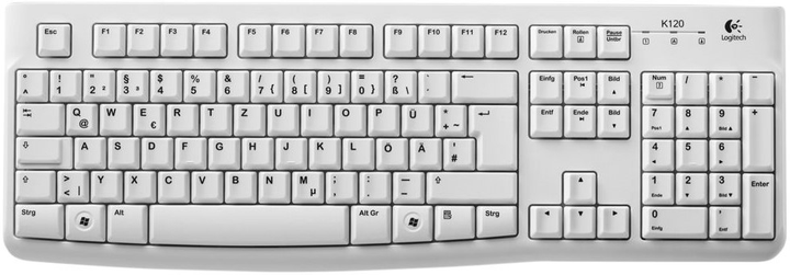 Клавиатура проводная Logitech K120 for business USB DEU White (920 ...